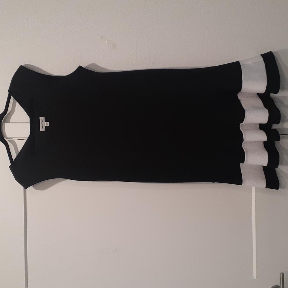 Flounced Black and White Midi Sleeveless